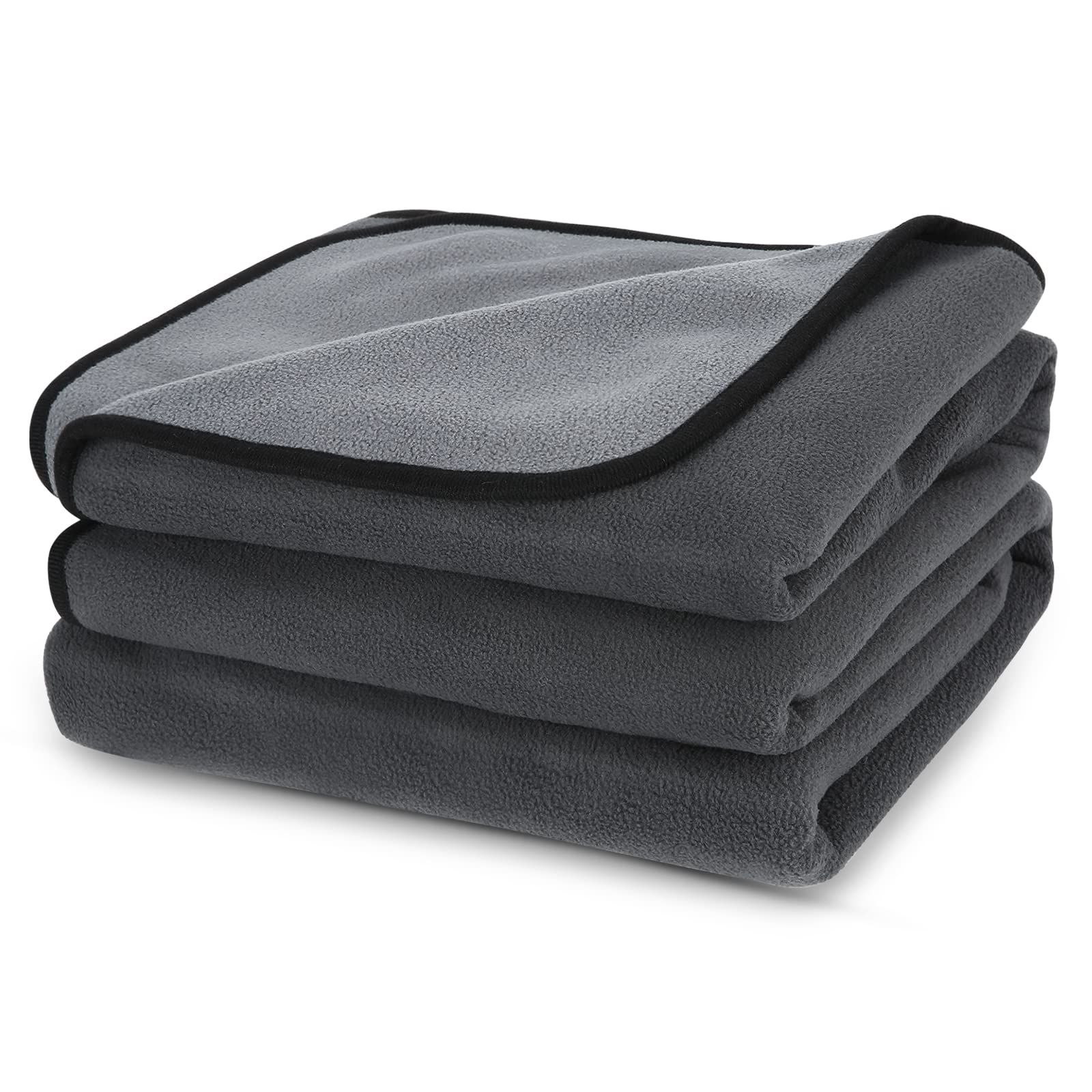 Couverture, plaid polaire 220 x 240 cm en flanelle et sherpa ultra doux - gris - Couverture